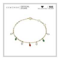 ราคา Gemondo สร้อยข้อมือเงินแท้ 925 ชุบทอง 18K ประดับคอร์นีเลียน มาลาไคต์ และไข่มุก ปรับ 3 ระดับ 16 17 5และ19 cm สร้อยข้อมือพลอยแฟชั่น (11507020565)