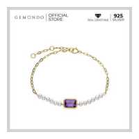 ราคา Gemondo สร้อยข้อมือเงินแท้ 925 ชุบทอง 18K ประดับอเมทิสต์ Amethyst และไข่มุก Pearl สร้อยข้อมือพลอย พลอยม่วง (10927359942)