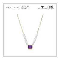 ราคา Gemondo สร้อยคอเงินแท้ 925 ชุบทอง 18K ประดับอเมทิสต์ Amethyst และไข่มุก Pearl สร้อยคอพลอย พลอยแท้ พลอยม่วง (10927453512)