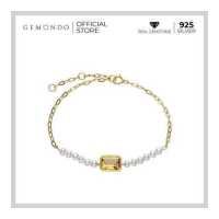 ราคา Gemondo สร้อยข้อมือเงินแท้ 925 ชุบทอง 18K ประดับซิทริน Citrine และไข่มุก Pearl สร้อยข้อมือพลอย พลอยเหลือง (10927426552)