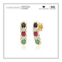 ราคา Gemondo แหวนเงินแท้ 925 ชุบทอง 18K ประดับทับทิม Ruby ไพลิน Blue Sapphire มรกต Emerald และเพชร Diamond (3460618099)