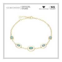 ราคา Gemondo สร้อยข้อมือเงินแท้ 925 Sterling Silver ประดับอมาโซไนท์ Amazonite สร้อยข้อมือพลอย พลอยแท้ ของขวัญ อีนาเมล (13199227375)