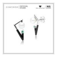 ราคา Gemondo ต่างหูเงินแท้ 925 Sterling Silver ประดับมรกต Emerald และไข่มุก Pearl สไตล์เรโทร ต่างหูอีนาเมล ต่างหูพลอย (14500587146)