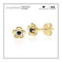ราคา Gemondo ต่างหูทองคำ 9K ประดับไพลิน Blue Sapphire ดีไซน์ดอกไม้ 5 กลีบ (16741068813)