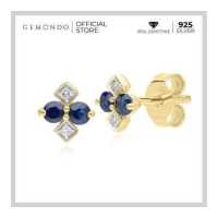 ราคา Gemondo ต่างหูทองคำ 9K ประดับไพลิน Blue Sapphire และเพชร Diamond ดีไซน์ทรงข้าวหลามตัด (16754768611)