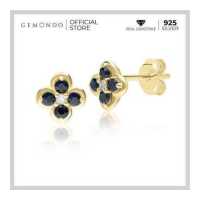 ราคา Gemondo ต่างหูทองคำ 9K ประดับไพลิน Blue Sapphire และเพชร Diamond ทรงดอกไม้ล้อมสไตล์คลาสสิก (16740365840)
