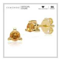 ราคา Gemondo ต่างหูเม็ดเดี่ยวทองคำ 9K ประดับซิทริน Citrine ฝัง 3 หนามเตย ทรงสตัด ต่างหูทองประดับพลอยแท้ (19662118244)