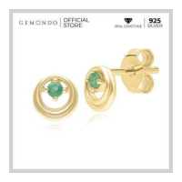 ราคา Gemondo ต่างหูทองคำ 9K ประดับมรกต Emerald ดีไซน์ทรงกลมล้อมอัญมณี (16754912868)