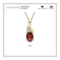 ราคา Gemondo จี้ทองคำ 9K ประดับโกเมน Garnet และเพชร ดีไซน์ใบไม้ ไม่รวมสร้อย จี้พลอย จี้อัญมณี เดือนเกิดมกราคม (19663619514)