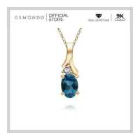 ราคา Gemondo จี้ทองคำ 9K ประดับลอนดอน บลูโทแพซ London Blue Topaz และเพชร ดีไซน์ใบไม้ ไม่รวมสร้อย จี้พลอยฟ้า (19663696213)