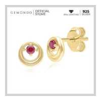 ราคา Gemondo ต่างหูทองคำ 9K ประดับทับทิม Ruby ดีไซน์ทรงกลมล้อมอัญมณี (16755001652)