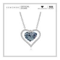 ราคา Gemondo สร้อยคอเงินชุปโรเดียม รูปหัวใจ ฝังพลอย ไพลิน Sapphire และ โทพาสสีฟ้า London Swiss Blue Topaz ประดับเพชรแท้จากธรรมชาติ (6778478616)