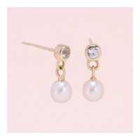 ราคา Grace Fine Jewelry ต่างหูมุกแท้ 9k ดรอปไพลิน (9862720121)
