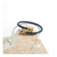 ราคา JP กำไลข้อมือหนังกระเบนแท้ Stingray bangle กำไลหัวดอกระฆัง ทองเหลืองชุบรมทอง ติดพลอยธรรมชาติ เครื่องประดับหนังแท้ ของขวัญสำหรับผู้หญิง (7494089688)