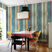 ราคา Fancyqube วินเทจลายไม้วอลล์เปเปอร์ DIY ภาพจิตรกรรมฝาผนังที่มีสีสันลายเอกสารผนังตกแต่งบ้าน R etro กระดาษ de pared 3D ลายวอลเปเปอร์ (635822382)