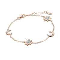 ราคา Merii สร้อยข้อมือเงินแท้ 925 ชุบโรสโกลด์ ประดับเพชร CZ ดีไซน์รูปพระจันทร์และดาว cubic zirconia Memento 221L0276 01 (9700601672)