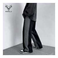 ราคา Hanlu กางเกงยีนส์ผู้ชาย กางเกงยีนส์ไล่สี กางเกงยีนส์ทรงหลวมๆสีทูโทน กางเกงยีนส์ขากระบอก กางเกงยีนส์วินเทจ กางเกงยีนส์ลำลอง (14285254550)