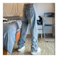 ราคา Hanlu กางเกงยีนส์แฟชั่นสำหรับผู้ชาย กางเกงยีนส์ทรงหลวมกางเกงปักลายใหม่ (18603240979)