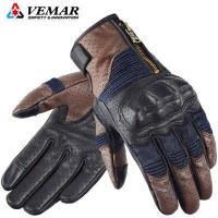ราคา VEMAR Retro สไตล์รถจักรยานยนต์หนังแท้ถุงมือหน้าจอสัมผัสขี่มอเตอร์ไบค์ถุงมือซิป Moto Motocross แผนที่ถุงมือนักแข่ง M XXL (17275438803)