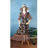 ราคา ชุดเดรสยาวสไตล์โบฮีเมียน ชุดเดรสไปทะเล ชุดไปเที่ยว เดรสผู้หญิง เดรสลายดอกไม้ เดรสโบฮีเมียน2023 รอบอก40 42 (16282582887)