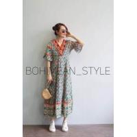 ราคา ชุดเดรสยาวสไตล์โบฮีเมียน ชุดเดรสไปทะเล ชุดไปเที่ยว เดรสผู้หญิง เดรสลายดอกไม้ เดรสโบฮีเมียน2023 รอบอก40 42 (16282582884)