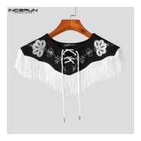 ราคา เสื้อคลุมสั้นปักพู่ผ้าคลุมไหล่สำหรับผู้ชาย INCERUN เสื้อเชือกแฟชัน สไตล์ตะวันตก (19413766630)