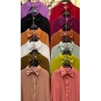 ราคา ส่งไว New เสื้อเชิ้ตสาวอวบ เสื้ออัดพลีท ผ้าชีฟอง คอปก กระดุมหน้า แขนยาว ใส่เป็นมินิเดรสได้ (14244164278)