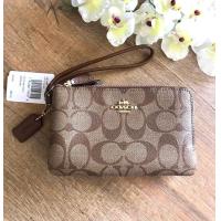 ราคา กระเป๋าคล้องมือไซส์S 2 ซิป C oachF87591 Double Corner Zip Wristlet แท้100 (1379012290)