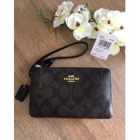 ราคา กระเป๋าคล้องมือไซส์S 2 ซิป C oachF87591 Double Corner Zip Wristlet แท้100 (930344487)