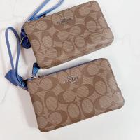 ราคา กระเป๋าคล้องมือไซส์S 2 ซิป C oachF87591 Double Corner Zip Wristlet แท้100 (17872026294)