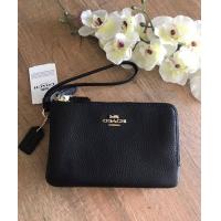 ราคา กระเป๋าคล้องมือไซส์S 2 ซิป C oachF87591 Double Corner Zip Wristlet แท้100 (17872026295)
