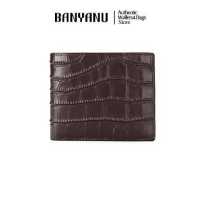 ราคา BANYANU กระเป๋าสตางค์ผู้ชายดีไซน์เรียบง่ายสั้นสองพับกระเป๋าสตางค์หนังแท้สำหรับผู้ชายสีดำ (17494071948)