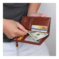 ราคา BANYANU กระเป๋าสตางค์หนังแท้ป้องกัน RFID กระเป๋าเงินแบบมีคลิปหนีบเงินหนังวัวสำหรับผู้ชายแบบดั้งเดิม 16cm (19920535192)