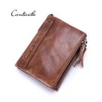 ราคา CONTACT S Genuine Crazy HorseคนหนังCowhideกระเป๋าสตางค์สั้นกระเป๋าใส่เหรียญขนาดเล็กกระเป๋าสตางค์วินเทจยี่ห้อคุณภาพสูงDesigner (865368839)