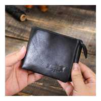 ราคา กระเป๋าถือหนังแท้Crazy Horseกระเป๋าสตางค์หนังผู้ชายVintageกระเป๋าตังค์พับสามทบซิปกระเป๋าเหรียญCowhideกระเป๋าสตางค์หนังสำหรับบุรุษ (9655588386)