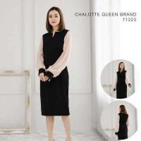 ราคา ChalotteQueenBrand T1223 ชุดเดรสสีดำ คอปีกกา แขนยาวผ้าชีฟองโปร่งสีครีม ทรงสอบ เดรสทำงาน ชุดทำงาน ชุดสุภาพยาว 40 นิ้ว (16643796565)