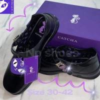 ราคา รองเท้านักเรียนหญิง CATCHA รองเท้าเด็กประถม มัธยม รองเท้าหนังดำ SCS (18640865196)