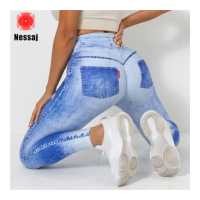 ราคา Nessaj กางเกงโยคะผ้ายีนส์สำหรับผู้หญิงเอวสูงพิมพ์ลายดิจิตอล กางเกงเลกกิ้งสำหรับวิ่งกางเกงจ๊อกกิ้งออกกำลังกายฟิตเนส (13792725736)