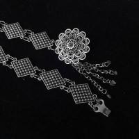 ราคา March jewelry เข็มขัดเงินโบราณผู้หญิงดูดีเครื่องประดับชาติพันธุ์ไทยโบราณเงินรมดำเข็มขัดเงินใส่กับชุด (17113692578)