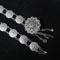 ราคา March jewelry เข็มขัดเงินโบราณผู้หญิงดูดีเครื่องประดับชาติพันธุ์ไทยโบราณเงินรมดำเข็มขัดเงินใส่กับชุด (17113692587)