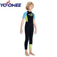 ราคา Yoomee ชุดโต้คลื่นแขนสั้นสำหรับเด็กผู้ชาย Baju Menyelam Neoprene 2 5มม รักษาความอบอุ่นชุดว่ายน้ำใต้น้ำสำหรับดำน้ำฟรีสระว่ายน้ำ (19111754306)