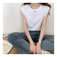 ราคา Huieson เสื้อยืดแฟชั่นผู้หญิงเสื้อยืดแขนกุดขาวสีดำด้านนอก เสื้อกล้ามหลวม (19641059606)