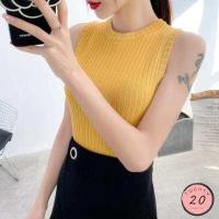 ราคา New2023 เสื้อไหมพรมแขนกุด เข้ารูป สีพื้น 8 สี (4728100952)