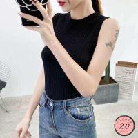 ราคา New2023 เสื้อไหมพรมแขนกุด เข้ารูป สีพื้น 8 สี (4728100950)