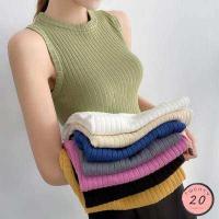 ราคา New2023 เสื้อไหมพรมแขนกุด เข้ารูป สีพื้น 8 สี (4728100947)