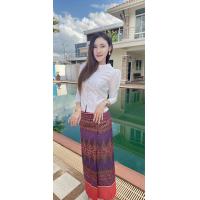 ราคา รุ่นขายดี ผ้าถุงสำเร็จ ไหมกาบแก้ว เชิงแดง งานทอทั้งผืน (19280034061)