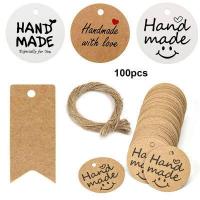 ราคา pan 100pcs การ์ด Jute Twine งานแต่งงานแพคเกจห่อแท็ก Handmade Kraft ของขวัญป้ายแขวน (2785094723)