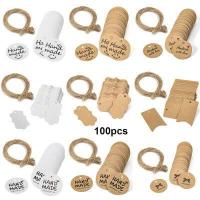 ราคา pan 100pcs การ์ด Jute Twine งานแต่งงานแพคเกจห่อแท็ก Handmade Kraft ของขวัญป้ายแขวน (2785094719)