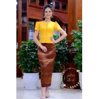 ราคา เสื้อผ้าไหม ไหมหม่อน เสื้อไหมลาวแขนสั้น อัดกาว รุ่น คอจีบ (17804107380)