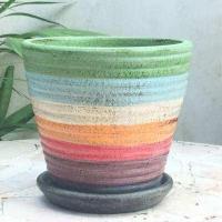 ราคา กระถางต้นไม้ลายสายรุ้ง พร้อมจานรอง กระถางต้นไม้ดินเผาขนาด 8 นิ้ว สวยงาม (5587436971)